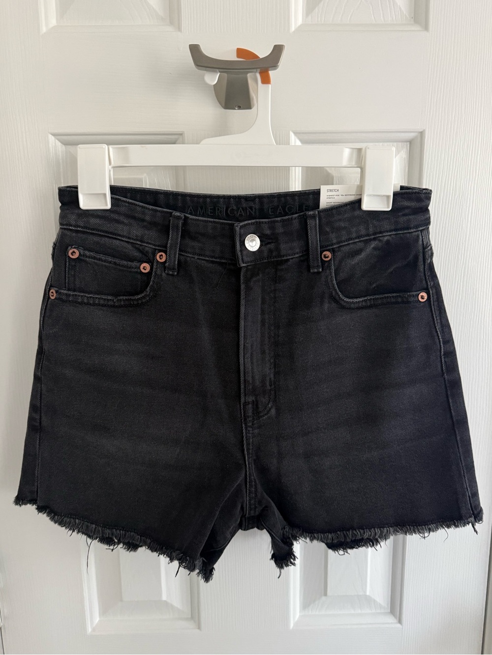 NWT American Eagle Highest Rise 90’s Boyfriend Stretch Black Denim Shorts